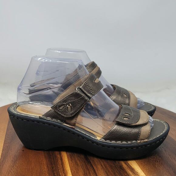 Clarks Unstructured Un Ames Bronze Leather Women's Wedge Sandals 7 - Picture 4 of 6